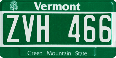 VT license plate ZVH466