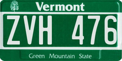 VT license plate ZVH476