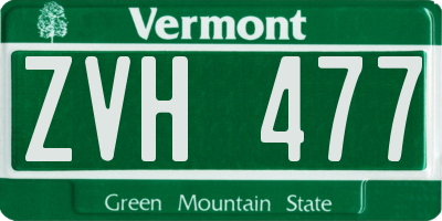 VT license plate ZVH477