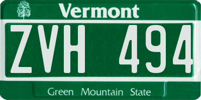 VT license plate ZVH494