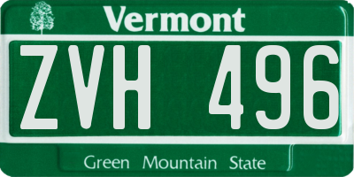 VT license plate ZVH496