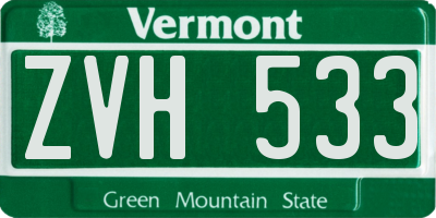 VT license plate ZVH533