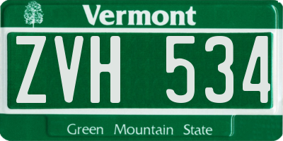 VT license plate ZVH534