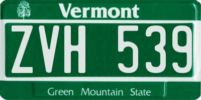 VT license plate ZVH539
