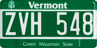 VT license plate ZVH548