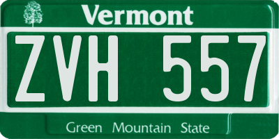VT license plate ZVH557