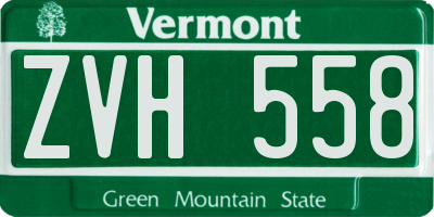 VT license plate ZVH558