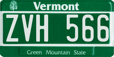 VT license plate ZVH566