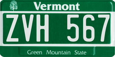 VT license plate ZVH567