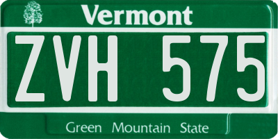 VT license plate ZVH575