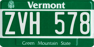 VT license plate ZVH578
