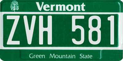 VT license plate ZVH581