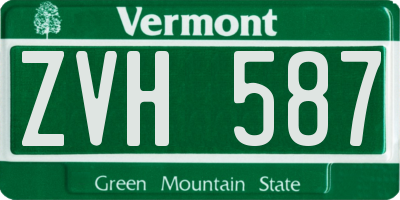 VT license plate ZVH587