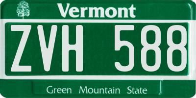VT license plate ZVH588