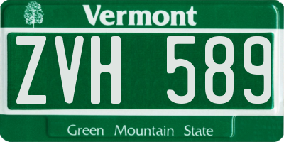 VT license plate ZVH589