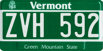 VT license plate ZVH592