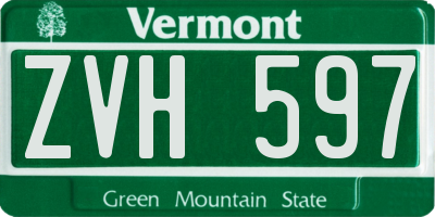 VT license plate ZVH597