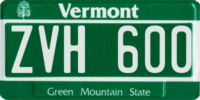 VT license plate ZVH600