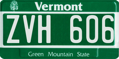 VT license plate ZVH606