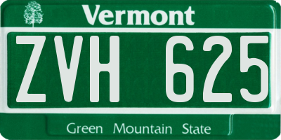 VT license plate ZVH625