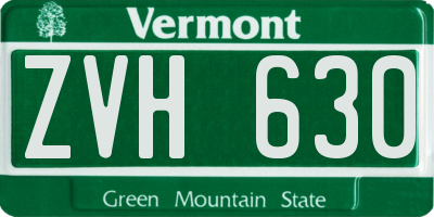 VT license plate ZVH630