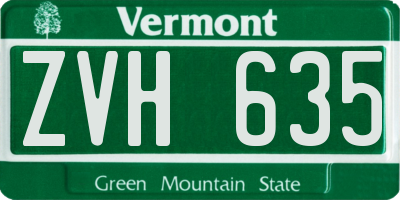 VT license plate ZVH635