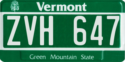 VT license plate ZVH647