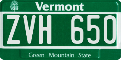 VT license plate ZVH650