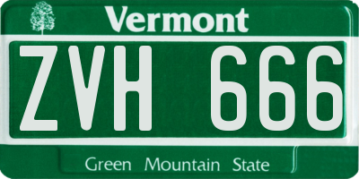 VT license plate ZVH666