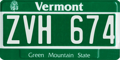 VT license plate ZVH674