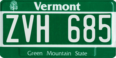 VT license plate ZVH685