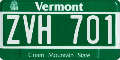 VT license plate ZVH701