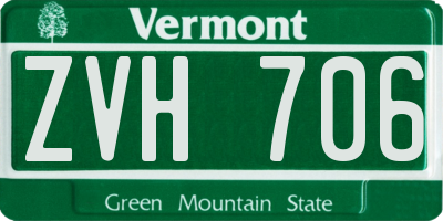 VT license plate ZVH706