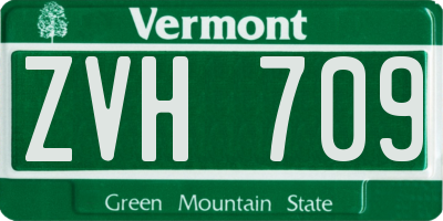 VT license plate ZVH709