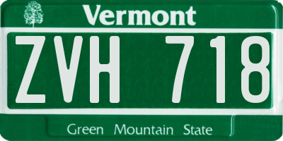 VT license plate ZVH718