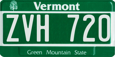 VT license plate ZVH720