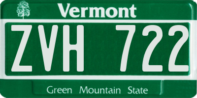 VT license plate ZVH722