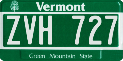 VT license plate ZVH727