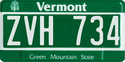 VT license plate ZVH734