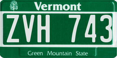 VT license plate ZVH743