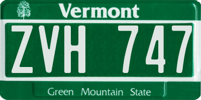 VT license plate ZVH747