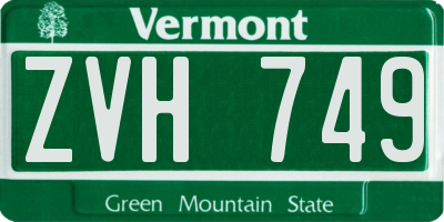 VT license plate ZVH749