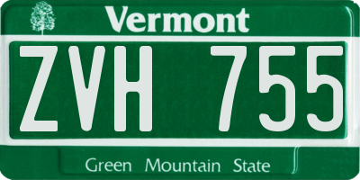 VT license plate ZVH755