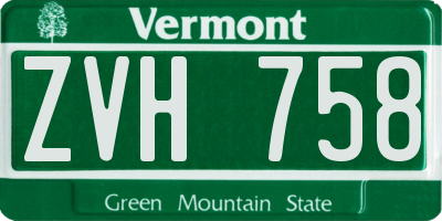 VT license plate ZVH758