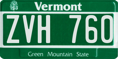 VT license plate ZVH760