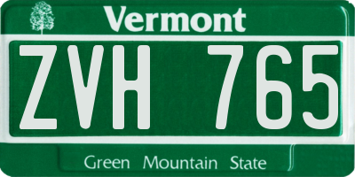 VT license plate ZVH765
