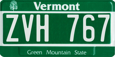 VT license plate ZVH767