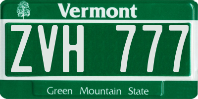 VT license plate ZVH777