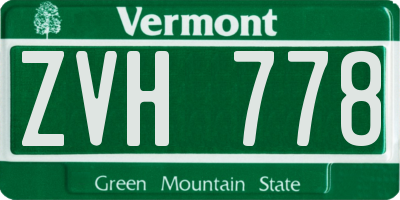 VT license plate ZVH778