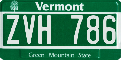 VT license plate ZVH786